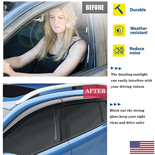 Window Deflectors for Nissan Rogue 2014 2015 2016 2017 2018 2019 2020,Front & Rear Window Visors Rain Guards - 4 Piece Set, Dark Smoke Tint,Tape-On Installation, No Drilling Required - size: 14-20 Rogue