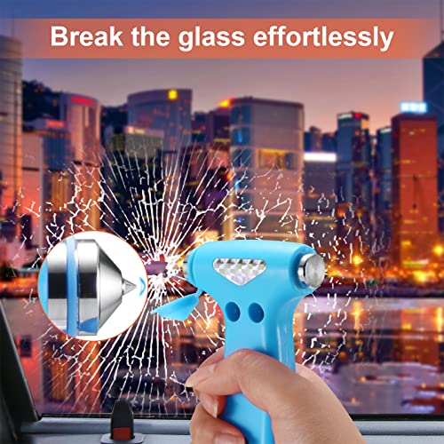 THINKWORK Window Breaker - Pink-Blue Car Safety Hammer Gift for Lady and Men, Three-in-One Emergency Escape Tool with Seat Belt Cutter, Safety Emergency Car Escape Tool for Family, Women, Children - color: Pink&blue