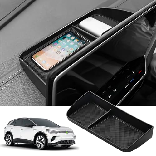 FIILINES Center Console Dash Organizer for Toyota Corolla Cross 2022-2026/Corolla 2019-2026 (Fit 8-inch Touchscreen), Dash Tray for Corolla ABS Behind Screen Dash Storage Box Accessories Black