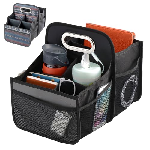 High Road Car Caddy with Cup Holders - Front Seat Organizer for Drivers or Back Seat Organizer for Kids - Portable Car Organizer with Easy One-Handed Carry Handle - color: Black