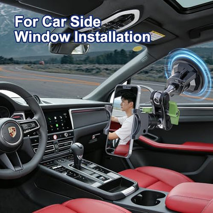 Phone Mount for car，Suction Cup Car Phone Mount，360° AdjustableMetal material ,Phone Holder for Video Recording，for Truck Camera vlogging, Mobile phone live streaming stand, no installation required