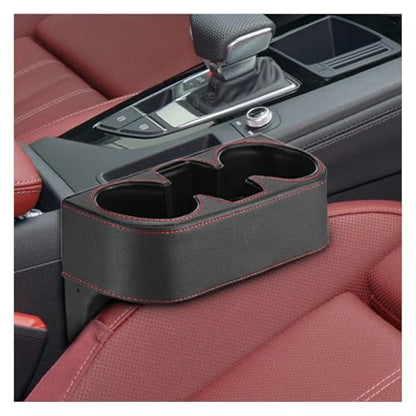 ZIMISI Car Cup Holder, PU Leather Auto Front Console Gap Filler Organizer, Multifunctional Cup Drink Holder, Car Seat Gap Filler Storage Box, Coin Bucket, Cell Mobile Phone Holder (Black) - color: Black