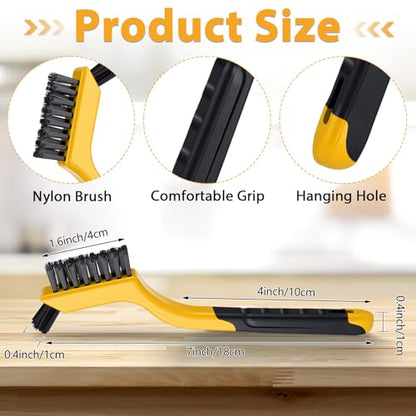 Reallnaive 50 Pcs Nylon Cleaning Brushes Bulk 7 Inch Yellow Nylon Brushes with Curved Handle Grip for Deep Cleaning Small Parts Rust Dirt Paint Scrubbing, Removal Surface in Hole - color: Yellow