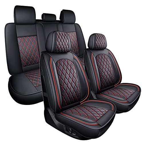 MIROZO Seat Covers for Car,Waterproof Seat Cover Full Set Vehicle Cushion Cover Automotive Seat Protector Breathable Universal Fit for Most Sedan, Truck and SUV for Tacoma CX5 Chevy - color: Black Red, size: 5PCS Full Set