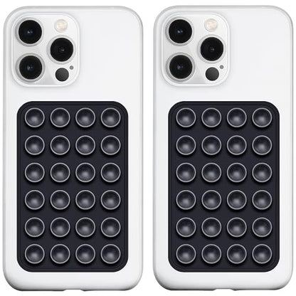 LvShuLiangPin 2 Pack Silicone Suction Phone Case Mount, Silicon Adhesive Phone Grip for Smartphones, Hands-Free Mirror Shower Phone Holder for Selfies, Tiktok Videos (Black) - color: Black