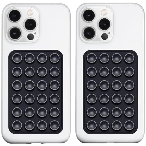 LvShuLiangPin 2 Pack Silicone Suction Phone Case Mount, Silicon Adhesive Phone Grip for Smartphones, Hands-Free Mirror Shower Phone Holder for Selfies, Tiktok Videos (Black) - color: Black