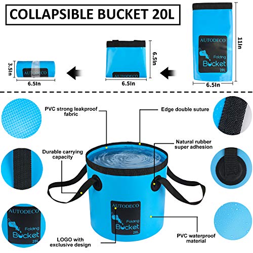 22Pcs Car Wash Cleaning Tools Kit Car Detailing Set with Blue Canvas Bag Collapsible Bucket Wash Mitt Sponge Towels Tire Brush Window Scraper Duster Complete Interior Car Care Kit - color: Blue
