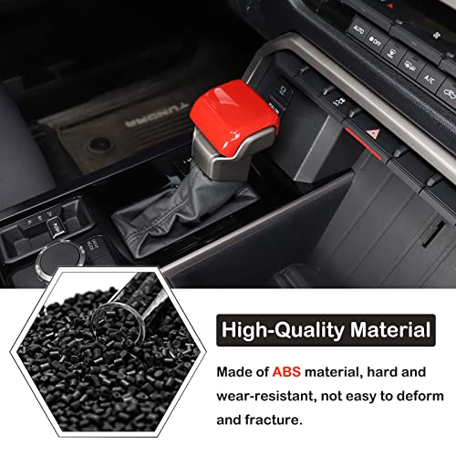 Aunginsy Car Gear Shifter Hand Brake Trim Cover Compatible with Toyota Tundra 2022+, Sequoia 2023+ & Tacoma 2024+, Automatic Center Console Gear Shift Head Knob Scratch Protector Cover ABS Accessories - color: Red(A)