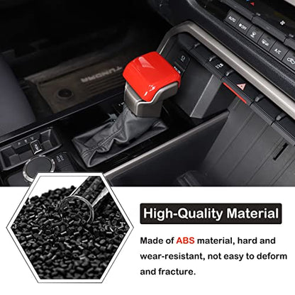 Aunginsy Car Gear Shifter Hand Brake Trim Cover Compatible with Toyota Tundra 2022+, Sequoia 2023+ & Tacoma 2024+, Automatic Center Console Gear Shift Head Knob Scratch Protector Cover ABS Accessories - color: Red(A)
