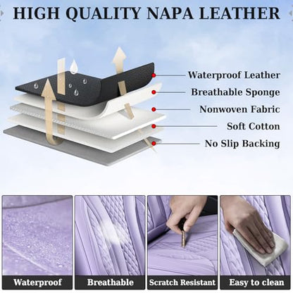 Coverado Purple Car Seat Covers, Back Car Seat Cover, Leather Seat Cover, 3-Pieces Car Seat Cushion, Luxury Seat Cover Seat Protector Universal Fit Most Cars Trucks SUV - color: Purple, size: Back Seat Cover