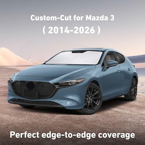 EcoNour Windshield Sunshade Compatible for Mazda 3 2014-2024 2025 2026, Sun Visor for Front Windshield & Window Sun Shade Cover, UV Heat Blocker & Protector, Car Accessories - size: For Mazda 3 (2014-2026)