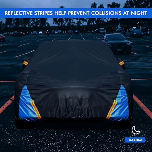 Tesla Model 3 Car Cover Waterproof All Weather, 6 Layers Outdoor Full Exterior Cover Rain Sun UV Snowproof Protection with Zipper Cotton, Mirror Pocket and Charging Port - style: Model 3