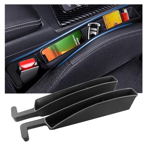 2PCS New Car Seat Gap Filler with 2 Storage Areas,Stylish Car Seat Gap Storage for Stabilizing Phone,Keys Wallet,Universal Car Seat Gap Filler Organizer Interior Accessories (Carbon Black) - color: Carbon Black