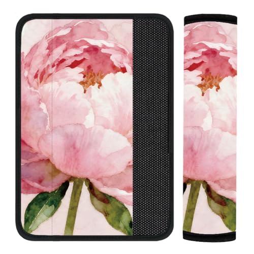 2Pcs Seat Belt Cover Pad 11 Inch Long Seat Belt Cushion Soft Comfort Shoulder Strap Protector Neck Pad Auto Accessory Decoration for Car Truck SUV Bag Backpack Pink Peony - color: Pink Peony