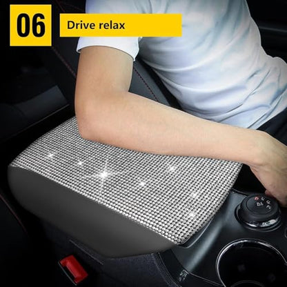 AOMSAZTO Bling Crystal Diamond Console Covers for 2011-2019 Ford Explorer Leather Armrest Covers - color: Bling