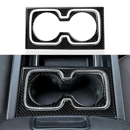 Car Front Cup Holder Panel B Sticker Carbon Fiber Decal Cover Interior Trim for Chevrolet Silverado/GMC Sierra 1500 2500HD 3500HD 2014-2018 Accessories - color: Front Cup Holder Panel B
