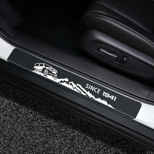 Car Door Sill Protector Stickers Compatible with Jeep Wrangler JL JLU & Gladiator JT Sill Accessories Entry Guard Anti-Dirty Scuff Plate Sticker Guard Sills Protector Trim (White-2) - color: White-2