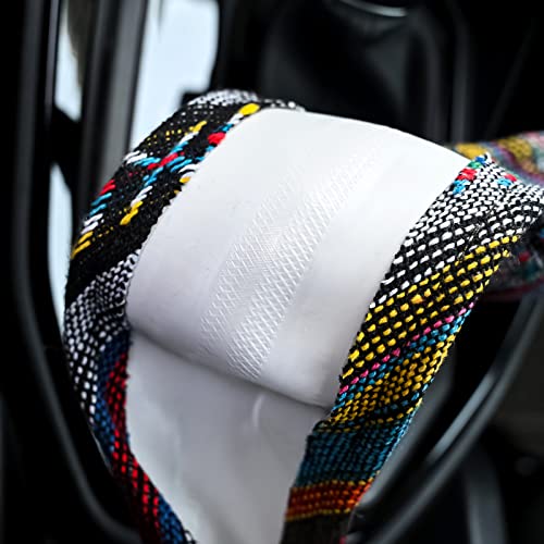 Valleycomfy Cloth Steering Wheel Covers for Women Bohemian Universal 15 inch Baja Blanket Enthic Maya - color: ClothB