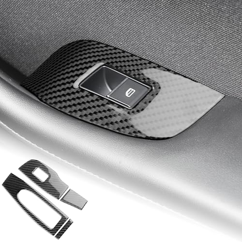 AIRSPEED Carbon Fiber for Mazda 3 Axela 2019-2025 Center Console Front Door Window Button Frame Panel Cover Interior Trim Accessory, Black - color: Front Door Window Button Frame