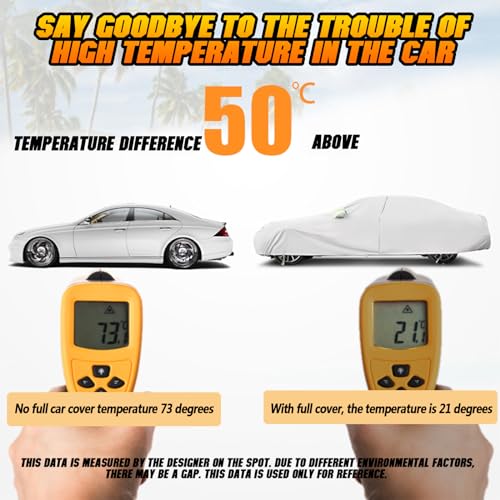 All Weather Universal Car Cover, Waterproof Snow Proof UV Proof Scratch Proof Bird Droppings Proof with Driving Cab Zipper, Fit for Pickup Truck Body Length 230" to 260" - Silvery