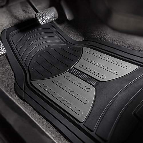 FH Group Monster Eye Full Set Rubber Floor Mats w. Trimmable Vinyl Trunk Liner/Cargo Mat Black- Fit Most Car, Truck, SUV, or Van (Black) F11313- F16403 - color: Gray / Black, style: Floor Mat + Cargo Mat Set