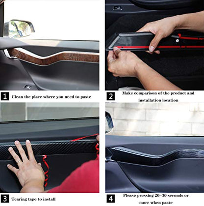 OBL Car Inner Door Trim Cover Interior Moldings Trims for Tesla Model S 2016-2020 ABS Imitation Carbon Fiber Interior Accessories (Pack of 8) - size: Model S 2016-2020