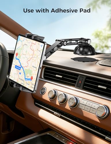 OHLPRO Suction Cup Car Tablet Holder with Aluminum Arm, Dashboard Windshield iPad Mount for Truck Van RV, Compatible with 5-13" iPad Pro Air Mini Galaxy Tab - size: 9" Aluminum Arm