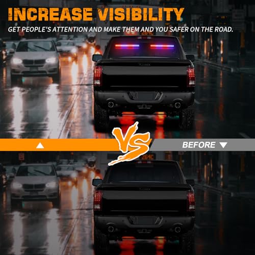 XRIDONSEN 2 in 1 Red Blue Traffic Advisor Police Light Bar 144 LED Interior Front Windshield Dash Rear Window Police Lights Emergency Strobe Warning Hazard Safety for Vehicles Trucks (2x17.7 inch) - color: Red/Blue