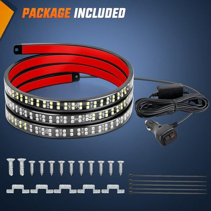 Nilight 60 Inch Truck Tailgate Strobe Light Strip Tail Emergency Bar Rear Window Warning Lamp Ultra-Bright Double Row 360 LED for Pickup Trailers Construction Vehicles Car SUV, Green White - color: 60" Tailgte Strobe Green White