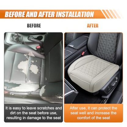 Luxury Faux Leather Car Seat Cover, Anti-Slip Waterproof Universal Front Bottom Seat Protector with Storage Pocket, Triangular Pattern Vehicle Seats Cushion for Sedans, SUVs, Trucks (Grey) - color: Grey