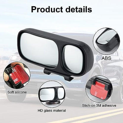 LivTee Blind Spot Mirror, Double Adjustable Mounted Blindspot Mirror HD Glass Wide Angle View, Universal, Left - size: Double-Left