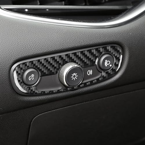 Black Carbon Fiber Compatible with Chevrolet/Chevy Malibu 2016 2017 2018 2019 2020 2021 2022 2023 2024 2025 Accessories Car Headlight Dimmer Dome Lamp Switch Cover Interior Trim Decal -A - color: Headlight Switch -a