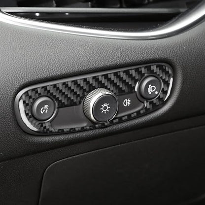 Black Carbon Fiber Compatible with Chevrolet/Chevy Malibu 2016 2017 2018 2019 2020 2021 2022 2023 2024 2025 Accessories Car Headlight Dimmer Dome Lamp Switch Cover Interior Trim Decal -A - color: Headlight Switch -a