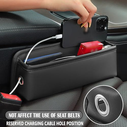 2 Pack Universal Fit Premium Leather Car Seat Gap Filler Organizer, Center Console Organizer for Car SUV Truck (Black，2 Pack) - color: Black，2 Pack