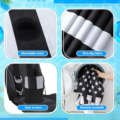 Hahafelt 2 Pack Car Seat Towel Covers with Storage Bag, 63 x 32 Inch Universal Non Slip Waterproof Sweat Protector for Car Truck, Gym Swimming Running, Machine Washable (Black White American Flag) - style: Black White American Flag
