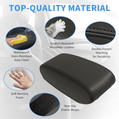 Center Console Cover Compatible with Jeep Grand Cherokee 2011-2021 Accessories, Premium Leather Armrest Cover Pad, Car Middle Console Lid Cover (Black) - size: 2011-2021 Jeep Grand Cherokee