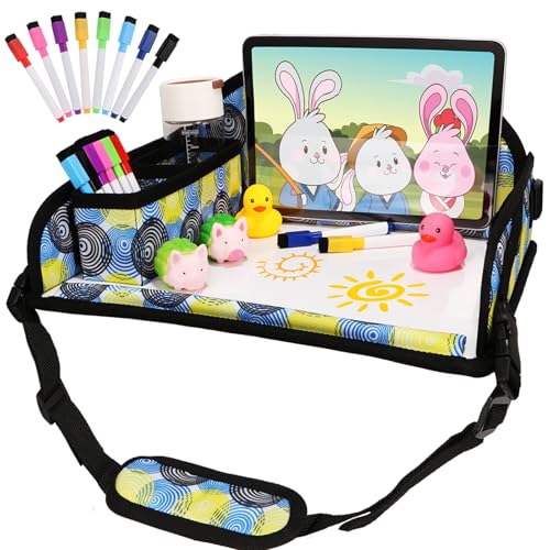 Kids Travel Tray for Airplane - Toddler Car Seat Table Tray, Road Trip Essentials for Boys & Girls, Carseat Lap Desk for Kids Road Trip Activities, Magic Circle - color: Magic Circle