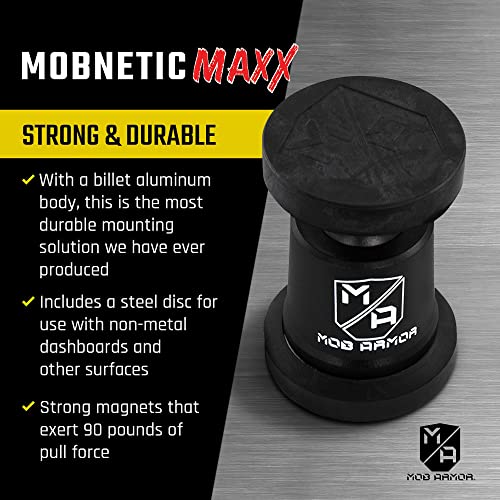 Mob Armor MobNetic Maxx - USA Assembled Magnetic Phone Holder for Car, Magnetic Car Phone Mount, 90-Degree Tilt, 360-Degree Rotation, Aluminum Metal, Compatible with iPhone & Android - Red - color: Red