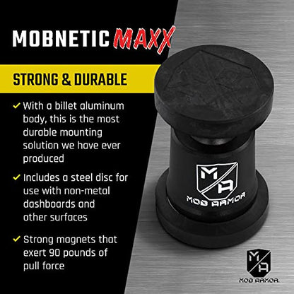 Mob Armor MobNetic Maxx - USA Assembled Magnetic Phone Holder for Car, Magnetic Car Phone Mount, 90-Degree Tilt, 360-Degree Rotation, Aluminum Metal, Compatible with iPhone & Android - Red - color: Red