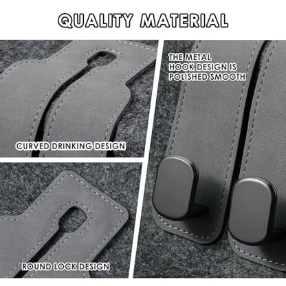 KINIVA Car Seat Headrest Storage Hooks, Set of 2, Suede PU Leather, Double Hooks (Grey-4 Pack) - color: Grey-4 pack