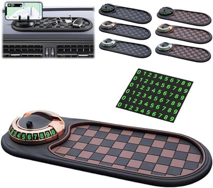 2026 New Multifunctional Car Dashboard Mobile Phone Holder Anti Slip Phone Mat for Car Rotatable Car Dashboard Accessories with Temporary Car Parking Card Number Plate Phone Mount (B-Gold) - color: B-Gold