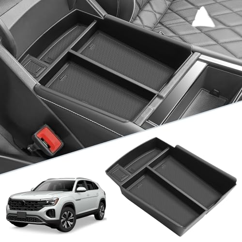 SKTU 2024 2025 2026 Atlas Center Console Organizer for 2024 2025 2026 Volkswagen Atlas Center Console Tray 2024-2026 V W Atlas Insert ABS Armrest Box Secondary Storage 2024 2025 2026 Atlas Accessories - color: 2024 2025 2026 Atlas Organizer