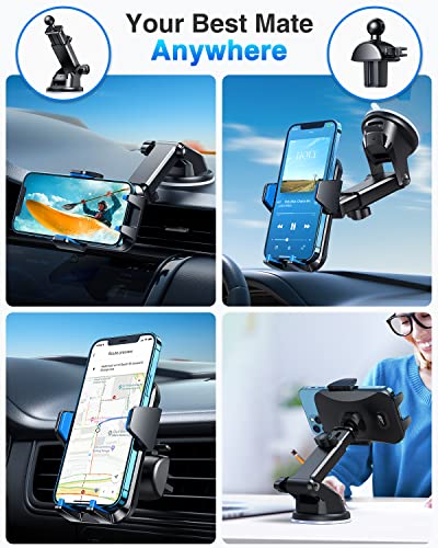 VANMASS【85+LBS Strongest Suction & Military-Grade Ultimate Car Phone Mount【Patent & Safety Certs】 Cell Phone Holder for Dash Windshield Vent for iPhone 17 Pro Max Automobile Accessory Kits,Light Blue - color: Light Blue