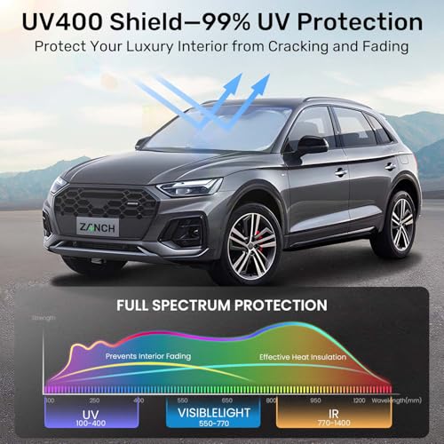 2025 Upgraded Zanch Car Front Windshield Sun Shade - Ultimate UV Protection & Heat Reduction|Innovative No Light Leakage Technology|Foldable Design for RV/Thor, 3X-Large(102'' x 51'') - size: 3XL-RV/BUS/Semi