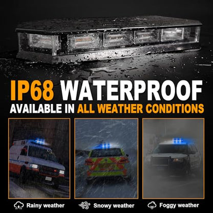 ASPL 16.5 Inch Roof Top Beacon Emergency Strobe Light 56 LED Magnetic Warning Caution lights bar Traffic Hazard Plow Light for Trucks Vehicles Construction Snowplow (Blue/White) - color: Blue/White