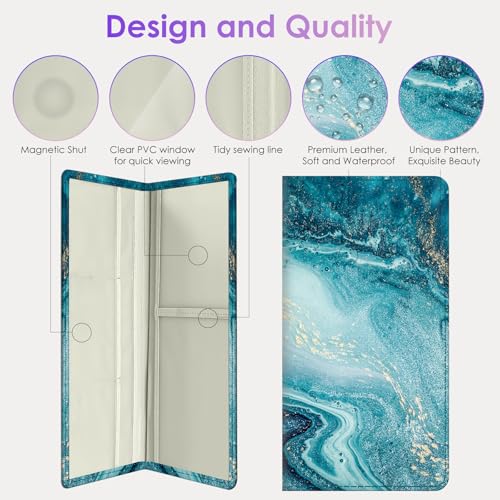 Car Registration and Insurance Holder，Colour Patterns Men Women Car License Document Registration and Insurance Card Holder - color: Blue Ocean