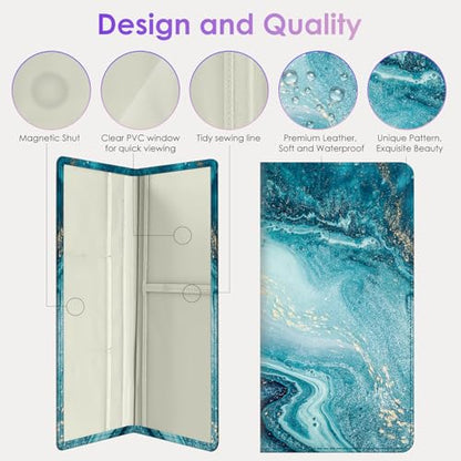 Car Registration and Insurance Holder，Colour Patterns Men Women Car License Document Registration and Insurance Card Holder - color: Blue Ocean