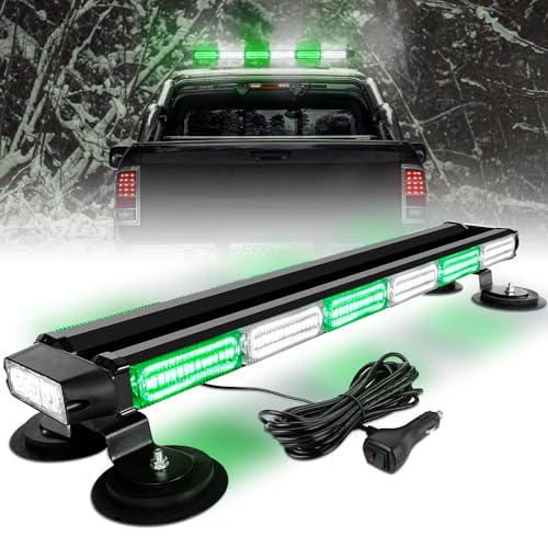 ASPL 26inch 126 LED Rooftop Emergency Strobe Lights Bar Double Side Flashing Safety Warning Traffic Advisor Light Bar Hazard Snow Plow Light for Trucks Vehicles Construction Tow Pickup(Green/White) - color: Green/White
