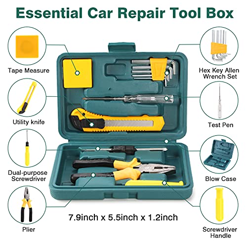 Car Roadside Emergency Kit, Auto Vehicle Safety Emergency Road Side Assistance Kits Essentials, with Jumper Cables, Safety Hammer, Reflective Warning Triangle
