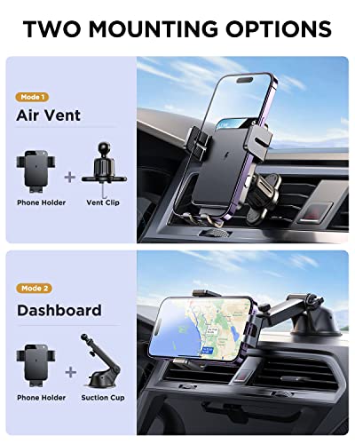 JOYROOM Wireless Car Charger,15W Qi Fast Charging Car Charger Phone Holder Mount, Auto-Clamping Alignment Windshield Dashboard Air Vent Cell Phone Holder for iPhone 16 Pro Max/15 Pro,Samsung S24/S23